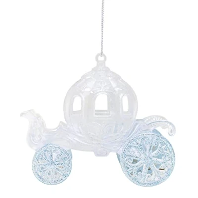 Image of Christmas Concepts® 10cm Glitter Decorated Princess Carriage Decoration (ICE BLUE, 1)