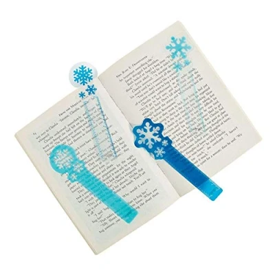 Image of MunchieMoosKids Pack of 12 Snowflake Ruler Bookmarks Christmas Frozen Party Loot Bag Stocking Fillers