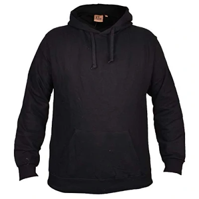 Image of True Face Mens Hoodie Plain Pullover Long Sleeve Sweatshirt Kangaroo Pocket Warm Top Available in Navy, Heather Grey, Red, Black, Silver, Purple, Orange, Off White, Blue, Wine &amp; Green (Black, XL)