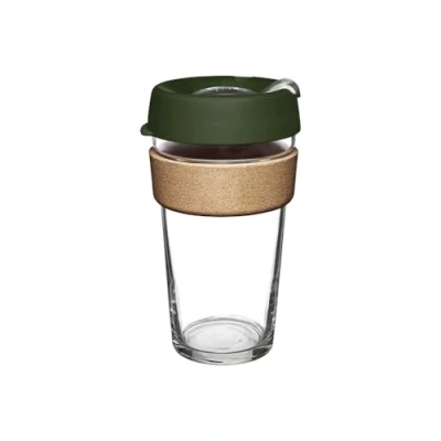 Image of KeepCup Brew Cork Reusable Coffee Cup Tempered Glass and Natural Cork, L 16oz/454ml Pine