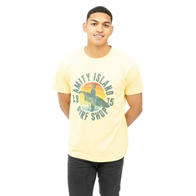 Image of Jaws Men&#039;s Amity Surf Shop T Shirt, Yellow, Small