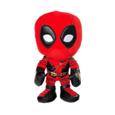 Image of Simba MARVEL Deadpool plush figure 25cm medium size figure, from the Studios and Wolverine movie, toy for fans collectors