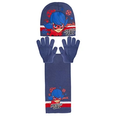 Image of Miraculous Girls Ladybug 3 Piece Winter Set Navy 5 Years