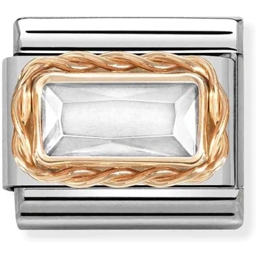 Image of Nomination Rose Gold White Baguette Crystal Charm