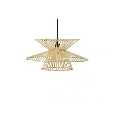 Image of Markslöjd Duplici hanging light, plug, natural, bamboo, Ø 57 cm