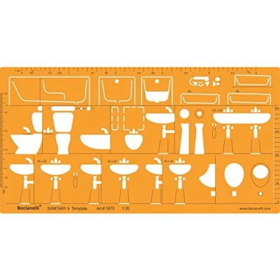 Image of Sanitary Stencil 1:20 Architect Architectural Template Furniture for Interior Design Technical Drawing Architecture