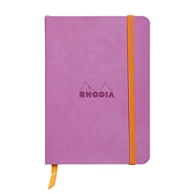 Image of RHODIA 117311C Lilac Soft Notebook A6 Lined 144 pages Ivory Clairefontaine Paper 90 g/m Bookmark, Elastic Closure Faux Leather Cover Rhodiarama Collection