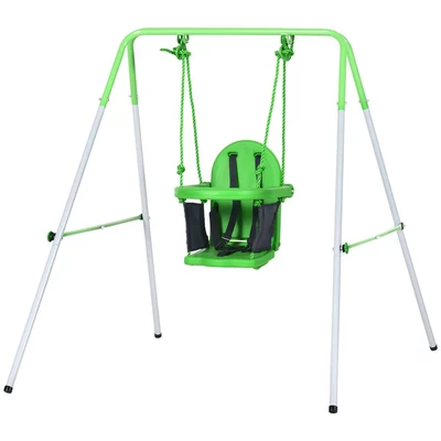 Image of Outsunny Nursery Swing with Safety Seat Belt Support Back for Indoor Outdoor