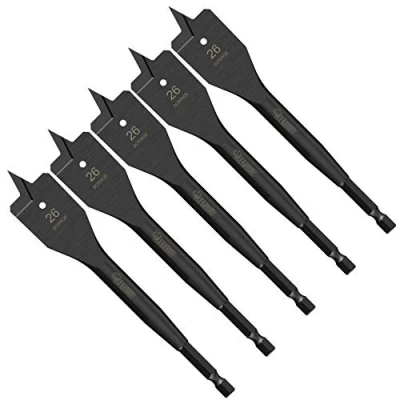 Image of 5 x SabreCut SCRIW26_5 26mm 152mm Impact Rated Flat Wood Spade Bits Compatible with Bosch Dewalt Makita Milwaukee and Many Others