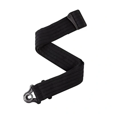 Image of D&#039;Addario Auto Lock Guitar Strap Acoustic &amp; Electric Accessories Easy to Use Locking Straps Uses Existing Buttons Padded Black Striped