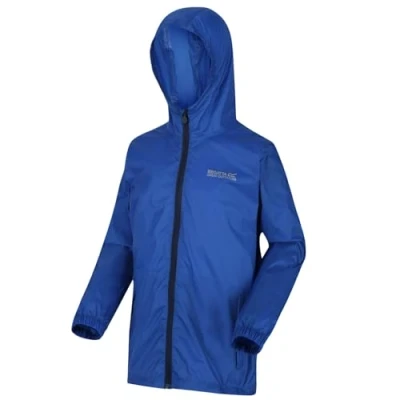 Image of Regatta Kid&#039;s Jacket III Waterproof Breatherbale Lightweight Durable Water Repellent Taped Seams Packs Away, Nautical Blue, 3 4, RKW213 48UC03