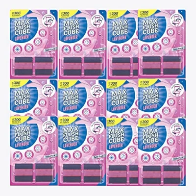 Image of 12x Max Flush Cube Lavender In Cistern Toilet Cleaner (Twin Pack 2x 50g)
