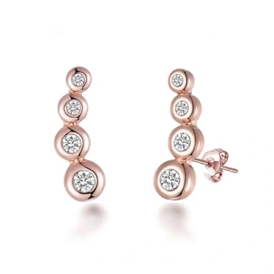 Image of Philip Jones Rose Gold Plated Four Stone Climber Earrings Created With Zircondia® Crystals