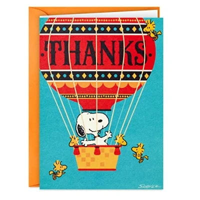 Image of Hallmark Peanuts Thank You Cards, Snoopy in Hot Air Balloon (20 Cards with Envelopes)