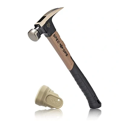 Image of Spec Ops Tools 20 oz Fiberglass Hammer, 13 Inch, Soft Mallet Cap, Shock Absorbing Grip, 3% Donated to Veterans