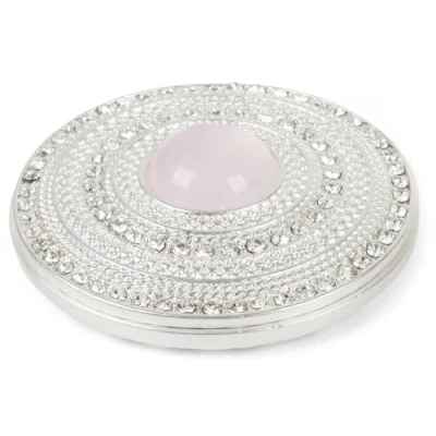 Image of styleBREAKER Women Round Magnetic Jewellery Brooch with Rhinestones and Large Pearls for Scarves, Shawls or Ponchos, 05050082, Colour:Silver White