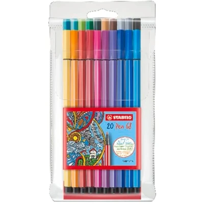 Image of Premium Fibre Tip Pen STABILO 68 Pack of 20 Assorted Colours