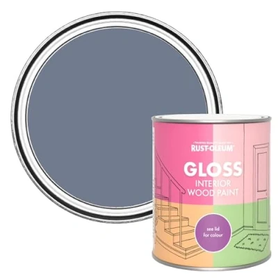 Image of Rust Oleum Blue Interior Wood Paint in Gloss Finish Hush 750ml