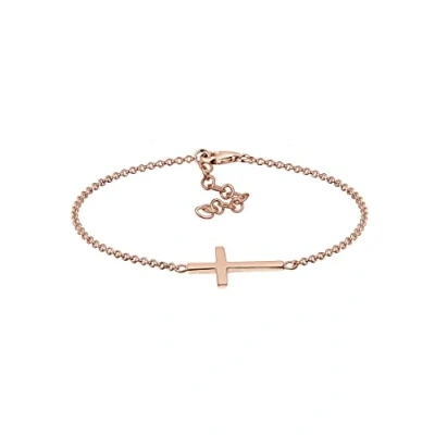 Image of Elli Women&#039;s 925 Sterling Silver Gold Plated Xilion Cut Bracelet of Length 18 cm