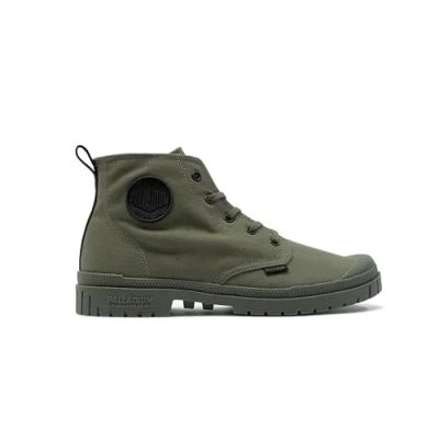 Image of Palladium SLIM FIT Unisex Hightop trainers, Size: 6, Olive night Cotton