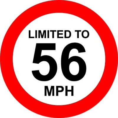 Image of Limited To 56 MPH Vehicle Speed Limit Sign Self adhesive sticker 150mm x