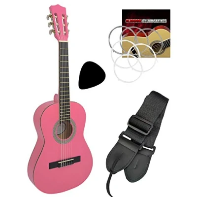 Image of TIGER CLG6 PK NB Childrens 1/2 Size Classical Guitar Pink Now with 6 Months Free Lessons Included