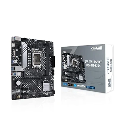 Image of Asus Prime B660M K D4 Intel® B660 LGA 1700 mATX motherboard with PCIe 4.0, two M.2 slots, DDR4, Realtek 1Gb Ethernet, HDMI® , D Sub， front USB 3.2 Gen 1, Lighting Control