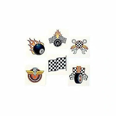 Image of Pack of 18 Race Car Temporary Art Tattoo Sticker F1 Go Karts Kids Party Bag Fillers