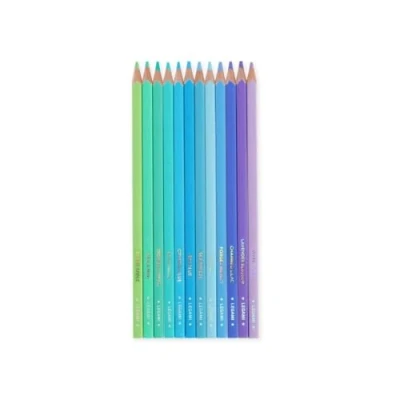 Image of Legami Set of 12 Coloured Pencils, Soft and Durable Lead, Excellent Temperability, Case Included, 0.2 x 6 inches, Ocean Palette