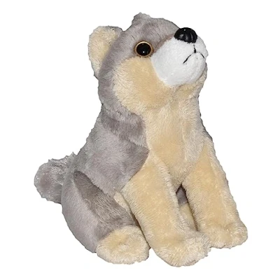 Image of Wild Republic Calls Wolf, Authentic Animal Sound, Stuffed Animal, 8 Inches, Gift for Kids, Plush Toy, Fill is Spun Recycled Water Bottles