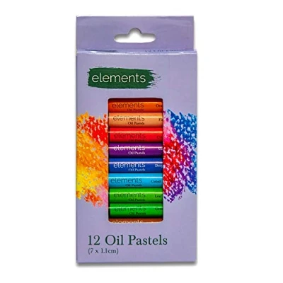Image of Elements Oil Pastels Pack of 12 Large Size Pastel Colour Set Drawing Painting Portrait Sketching for Artists Beginners, (7 x 1.1 cm)