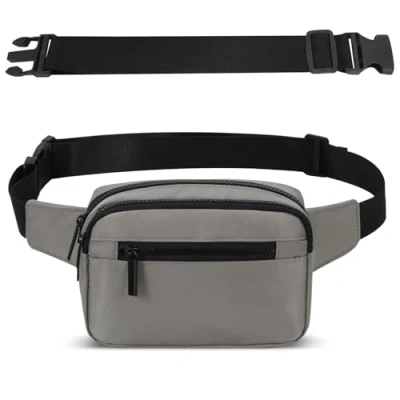 Image of Bumbags for Ladies Women Men Waterproof Fanny Waist Pack with 4 Zipper Pockets and Adjustable Belt Fashion Bum Bag Dog Walking Cycling Hiking Traveling Outdoor Activities (Grey)