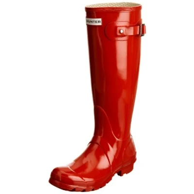 Image of Hunter Unisex Adult Original Gloss Pillar Box Red Wellington Boot W23616 5 UK