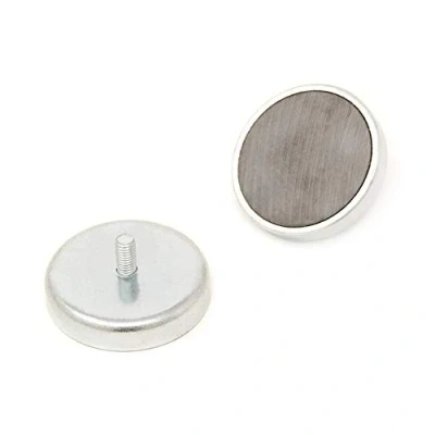 Image of Ferrite Pot Magnet with M5 External Thread for Arts, Crafts, Model Making, DIY and Hobbies 40mm dia x 8mm thick 11.4kg Pull Pack of 4