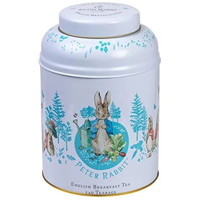 Image of New English Teas Classic Peter Rabbit Tea Caddy with 240 Breakfast Teabags, Beatrix Potter