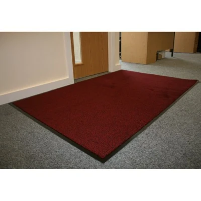 Image of JVL Office Entrance Absorbent Barrier Door Mat, Red/Black, 120 x 180 cm