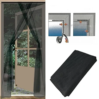 Image of Anti Mosquito Door Curtain Net Screen Insect Bug Fly Mesh Guard (Door Black)