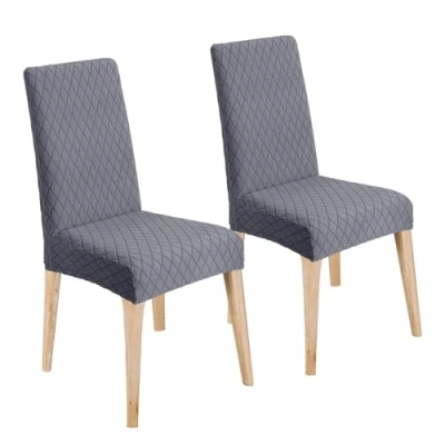 Image of LANSHENG Chair Covers, Stretch Dining Protector Slipcovers Jacquard, Elastic Removable Washable Seat Cover for Room Kitchen Banquet Restaurant Home, Grey