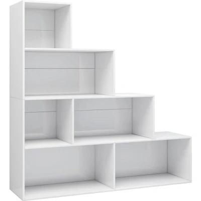 Image of vidaXL Book Cabinet/Room Divider High Gloss White 155x24x160 cm Engineered Wood