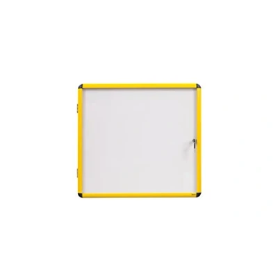 Image of Bi Office Ultrabrite Display Case 4 X A4, Magnetic Lockable Board with Yellow Aluminium Frame