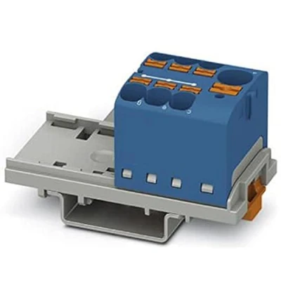 Image of PHOENIX CONTACT PTFIX 10/6X4 NS35 BU Distribution block, 800 V, 63 A, number of connections 7, cross section 0.2 mm² 6 mm², AWG 24 10, width 28.6 mm, blue, 1 piece