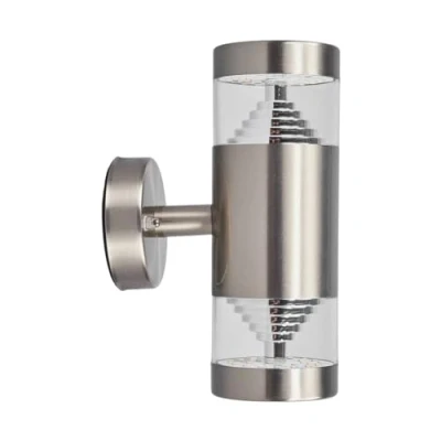 Image of LED Outdoor Wall Light &#039;Lanea&#039; (Modern) in Silver Made of Stainless Steel (2 Sources,) from Lindby lamp for Exterior/Interior Walls, House, Terrace und Balcony