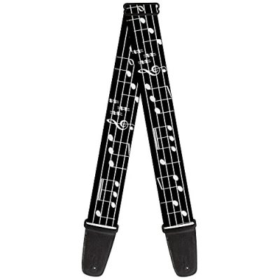 Image of Buckle Down GS W33920 Guitar Strap, Music Notes Black/White 2&quot; Wide 29 54&quot; Length