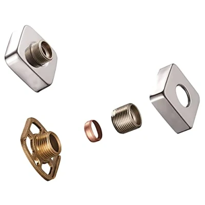 Image of KINGBATH™ Bar Valve Fixing Kits Brackets with Square SS Chrome Cover Shrouds Escutcheons 3/4 Inch Connections BSP 15mm Wall Mounted Fast Fix Kit Bracket for Thermostatic Shower Mixer Tap