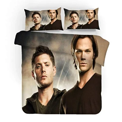 Image of NICHIYO Supernatural Season Bed Linen Set, Duvet Cover and Pillowcase, Microfibre, 3D Digital Print Three Piece Bedding (Duvet + Pillowcases) (12, King 240 x 220 cm)