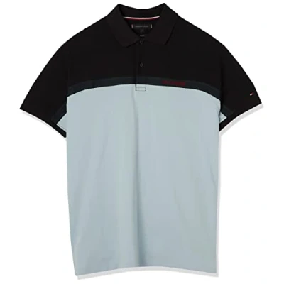 Image of Tommy Hilfiger Men Short Sleeve Polo Shirt Regular Fit, Blue (Breezy Blue), L