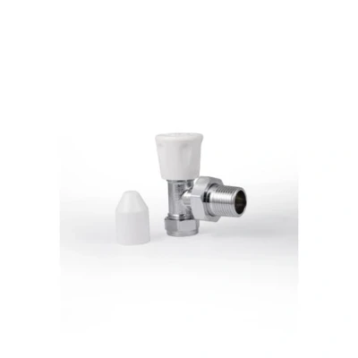 Image of Plumbright 15mm White Angled Radiator Valve with Lockshield