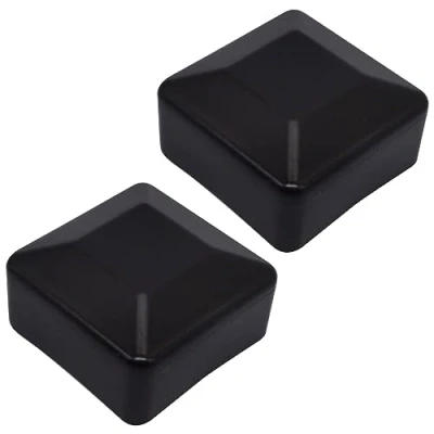 Image of SKIR&#039;CO (2 pcs) Fence Post Caps, Square 60 x mm Black Plastic Caps for Posts, RAL 9005 Colour