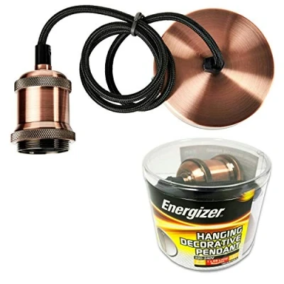Image of Energizer Modern/Vintage Hanging Pendant Ceiling Rose Lamp Holder E27 ES Edison Screw Cap Fitting (Copper)