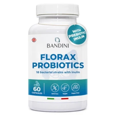 Image of Bandini® FLORAX Probiotics 2 Months Supply 18 Bacterial Strains 20 Billion CFU Multi Strain Formulation for Digestive System Gut Friendly 60 Vegan Capsules Women &amp; Men